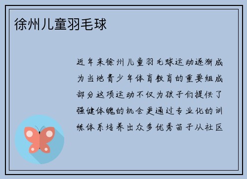徐州儿童羽毛球